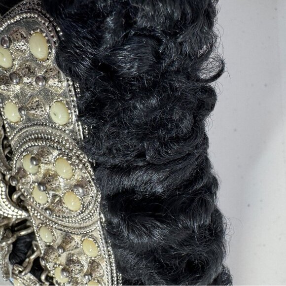 Vintage Doppia Vita Black Wide Leather Belt w/ Metal Beaded Buckle & Tassel main image 15